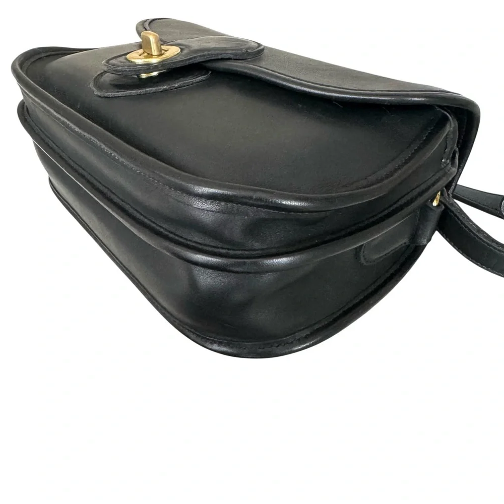 Coach Vintage Leather Prairie Shoulder Bag Messenger Flap Black Crossbody 9954